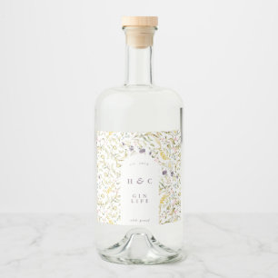 Vår Boho Wildblomma Pampas Gin Spritflaskor Etikett