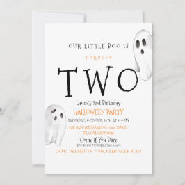 Vår Boo är två, Cute Ghost Halloween-inbjudan Inbjudningar