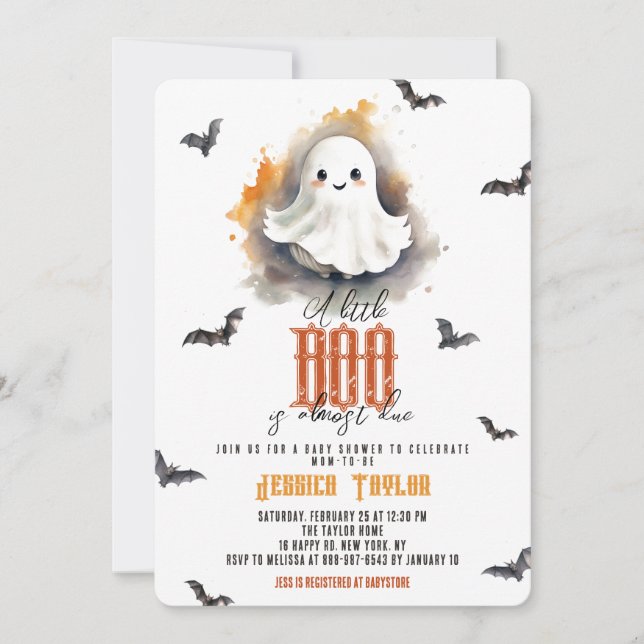 Vår Boo Nästan Förfallna Spök Halloween Barnkalas Inbjudningar (Framsida)