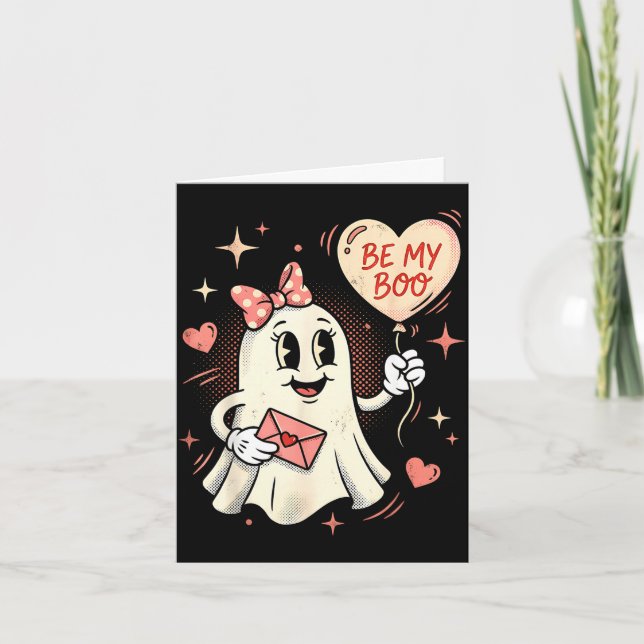 Var boo spöke hjärta ballong valentin kärleksbrev kort (Framsida)