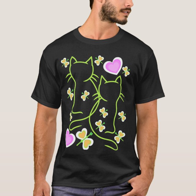 Vår Början Retro Katter Katter Kullor Barn T Shirt (Framsida)