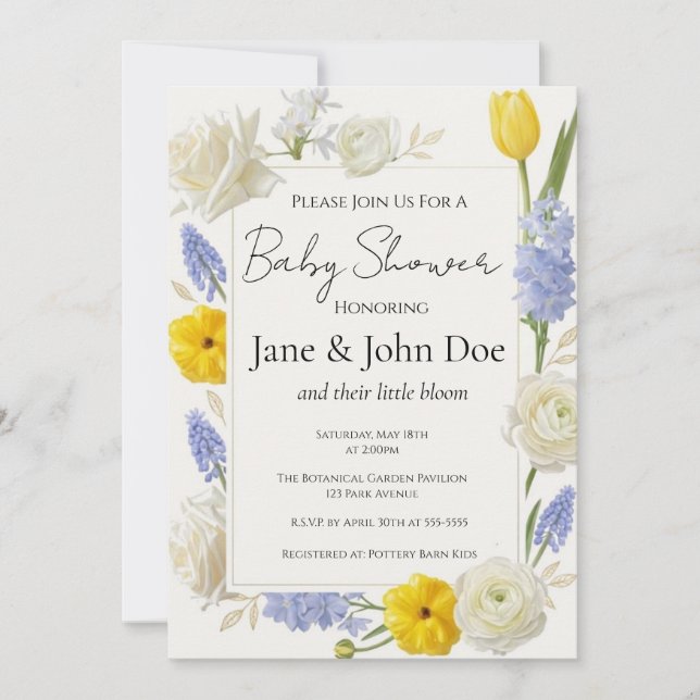 Vår botanisk baby shower inbjudan (Framsida)