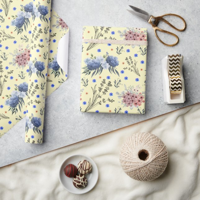 Vår Botaniska blomman Mönster Cream Presentpapper (Hantverk)