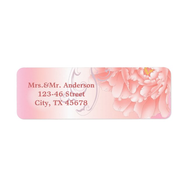 Vår Botaniskt rosa bröllop Returadress Etikett (Framsidan)