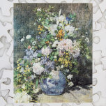 Vår Bouquet av Pierre Renoir, Vintage Flowers Pussel<br><div class="desc">Vår Bouquet (1866) av Pierre Renoir är en vintage blommigt bra konst som fortfarande är livstidsmålning. En bukett av vackert blommande vår blommor från trädgården i ett blått vas. Om konstnären: Pierre-Auguste Renoir (1841-1919) var en ledande målare i utvecklingen av Impressionististen stil. Renoirs målningar är märkbara för sitt pulserande ljus...</div>