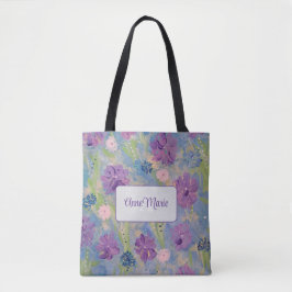 Vår Bouquet Blommigt Monogram Tote Bag Tygkasse