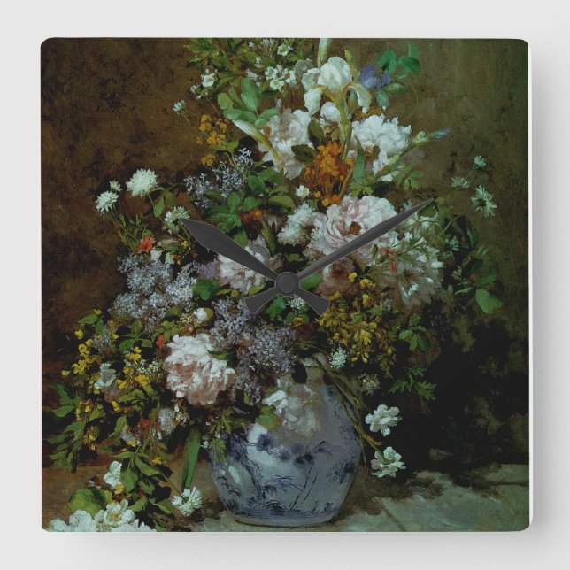 Vår Bouquet Fyrkantig Klocka (Framsida)