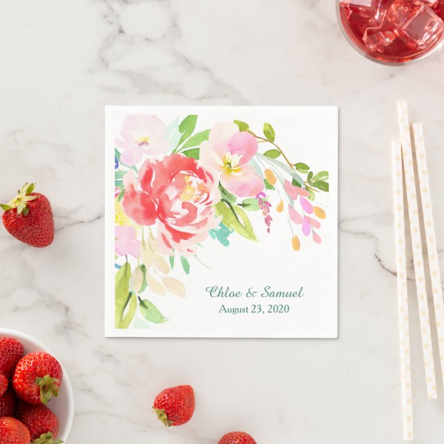 Vår Bouquet Gräns Bröllop Pappersservett (Insitu)