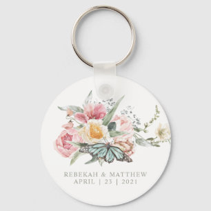 Vår Bouquet med fjäril Fotonyckelkedja Nyckelring