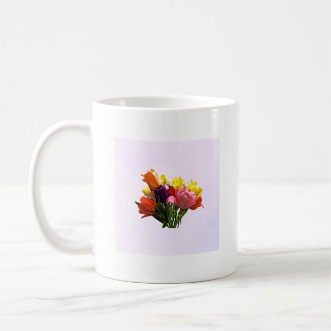 Vår Bouquet med Tulips och Daffodil-kaffe Mugg (Vänster)