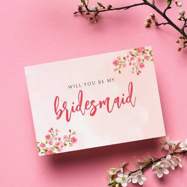 Vår Bridesmaid-kort för vattenfärg Cherry Blommar Tack Kort (Skapare uppladdad)