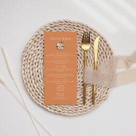 Vår bröllop Blommigt Apricot Peach Meny