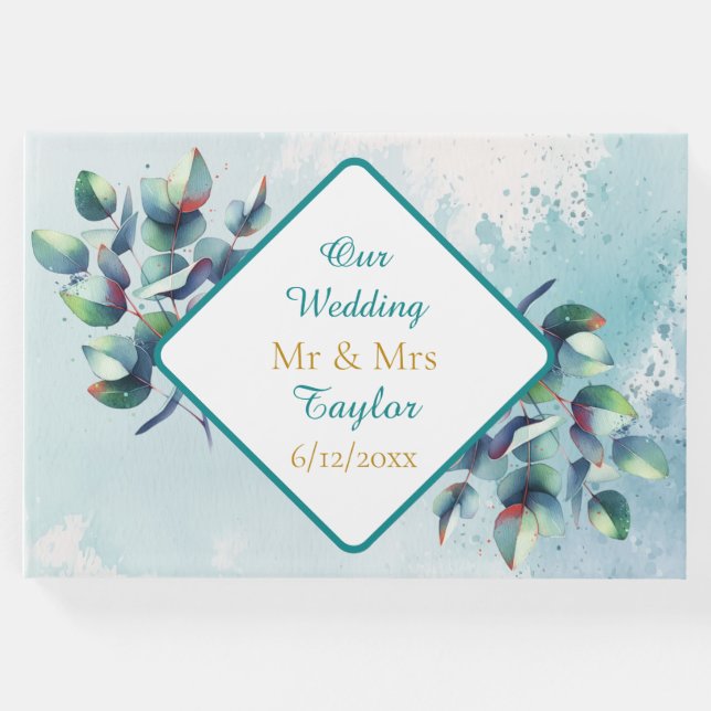 Vår Bröllop | Eucalyptus Botanical Greenery Gästböcker (Framsida)