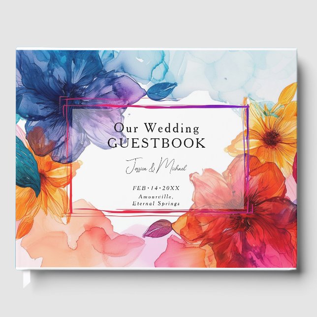 Vår Bröllop Guestbook Anemone Dreamscape Bröllop Gästböcker (Framsida)