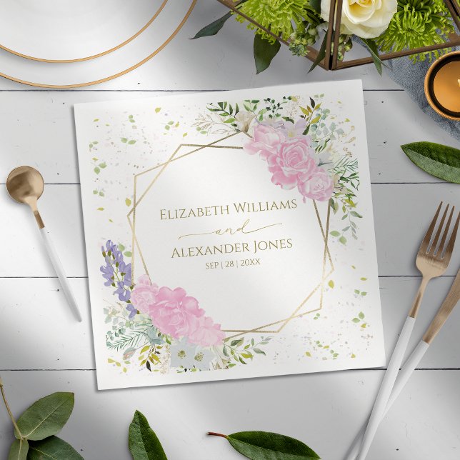 Vår bröllop Napkins Pastel Färg Wildblomma Pappersservett (Skapare uppladdad)