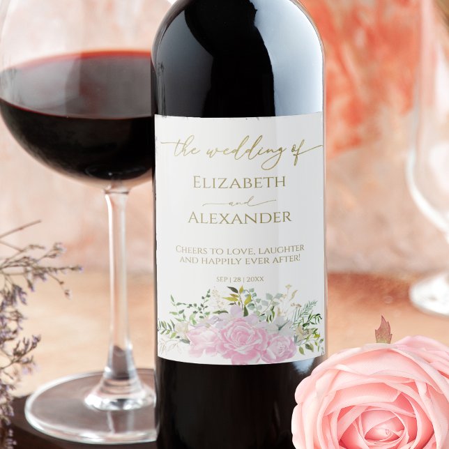 Vår bröllop Vin-etikett WildblomGilded Vinflaska Etikett (Skapare uppladdad)