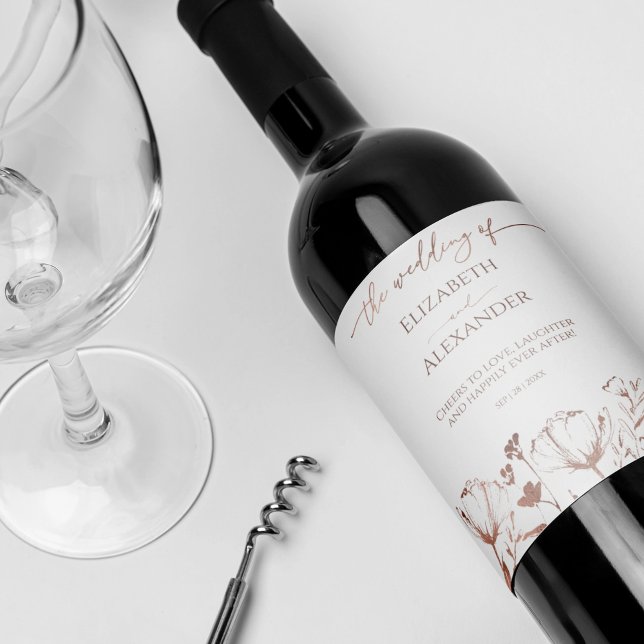 Vår bröllop Vin-etikett Wildblomma Vinflaska Etikett (Skapare uppladdad)