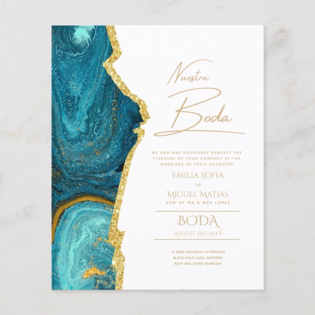Vår Bröllops Guld Text AGATE Bröllops INVITATION (Framsida)