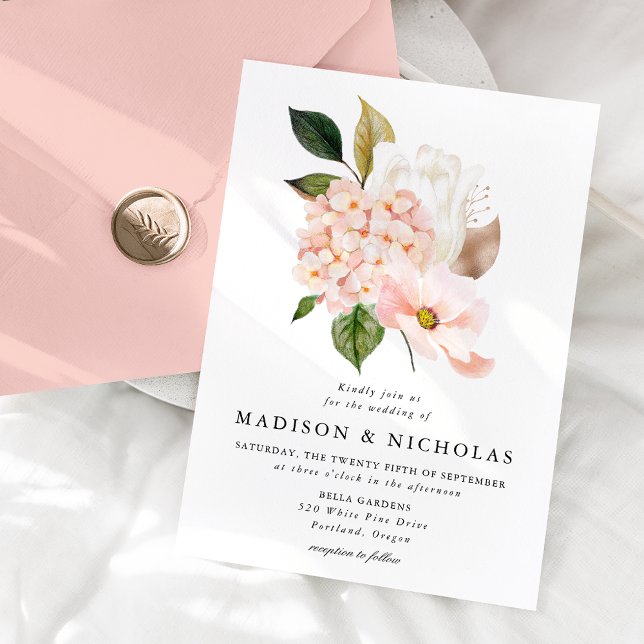 Vår Bröllopsbukett i Rosa Blommor Inbjudningar (Skapare uppladdad)