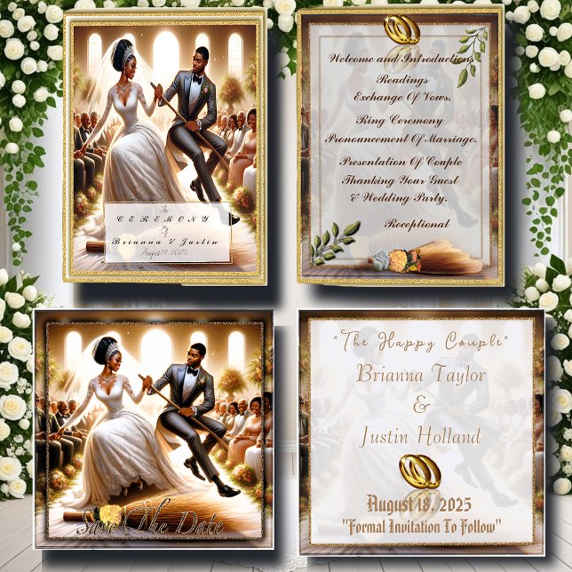 Vår Bröllopsdag Bliss Elegant African-American Program (Personalize wedding invitations and save-the-date cards to meet your special requirements)