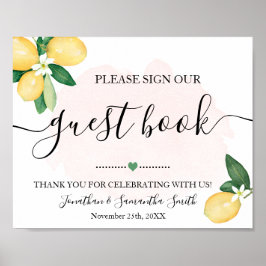 Vår bröllopsfest med citroner i rosa poster