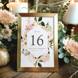 Vår Bröllopsram med Blush Blomster Bordsnummer