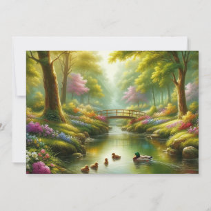 Vår brook med ankor/blommor julkort
