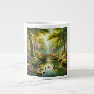 Vår brook med ankor/blommor jumbo mugg