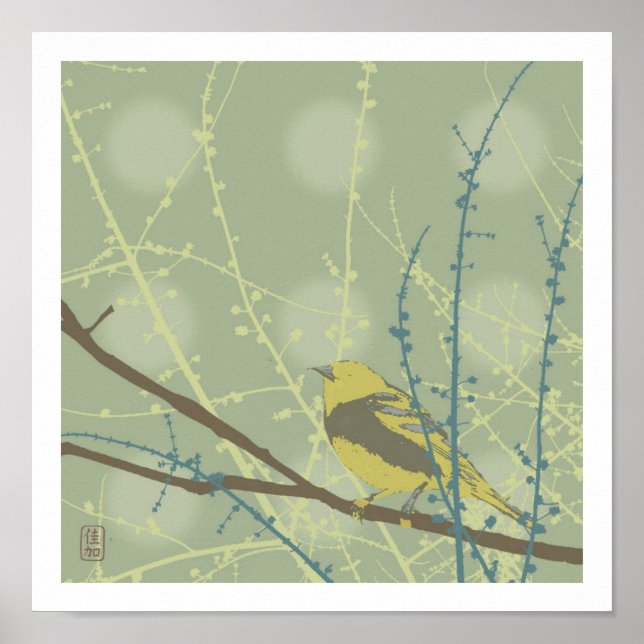 Vår Buds Bird Print Poster (Framsidan)