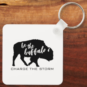 Var Buffalo Silhouette-laddningen av stormen Nyckelring
