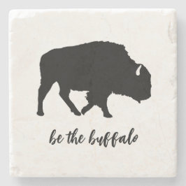 Var Buffalo Silhouette Marble Stone Underlägg