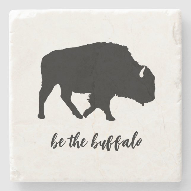 Var Buffalo Silhouette Marble Stone Underlägg (Framsidan)