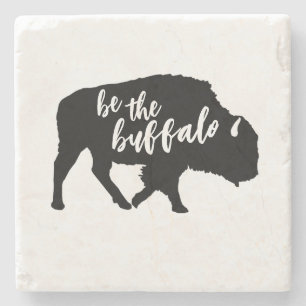 Var Buffalo Silhouette Marble Stone Underlägg
