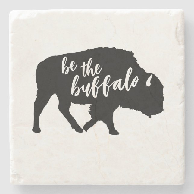 Var Buffalo Silhouette Marble Stone Underlägg (Framsidan)