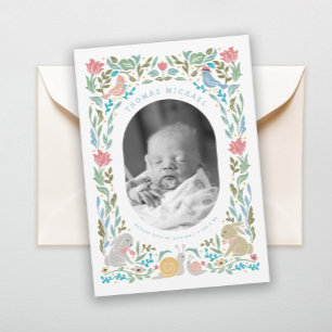 Vår Bunnies Birds Snigel Photo Birth Inbjudningar