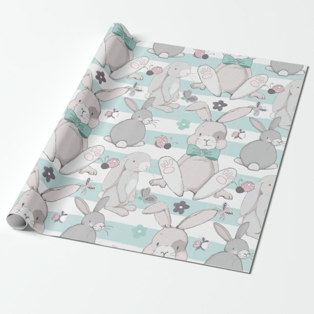Vår bunnies mönster presentpapper (Utrullad)