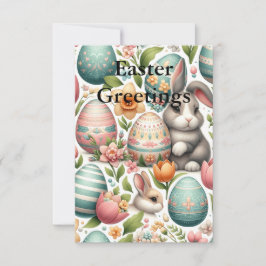 Vår Bunnies och Blommarna Påsk Tack Kort