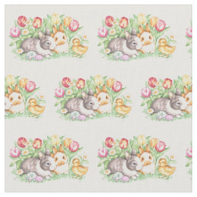 Vår Bunnies Påskhare Fabric Tyg (Närbild)