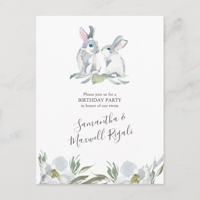 Vår Bunny Birthday Inbjudan Vykort (Framsida)
