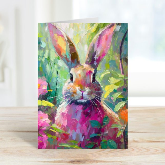 Vår Bunny Colorful Modern Abstrakt Art Kort (Skapare uppladdad)
