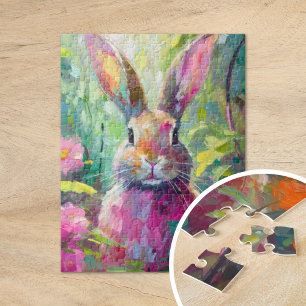 Vår Bunny Colorful Modern Abstrakt Art Pussel