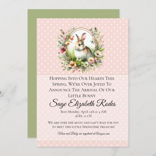 Vår Bunny Inbjudningar (Fram/baksida)