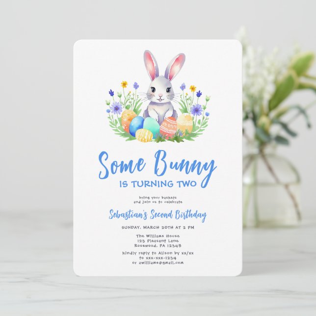 Vår Bunny Rabbit Påsk andra födelsedag Inbjudningar (Stående Fram)