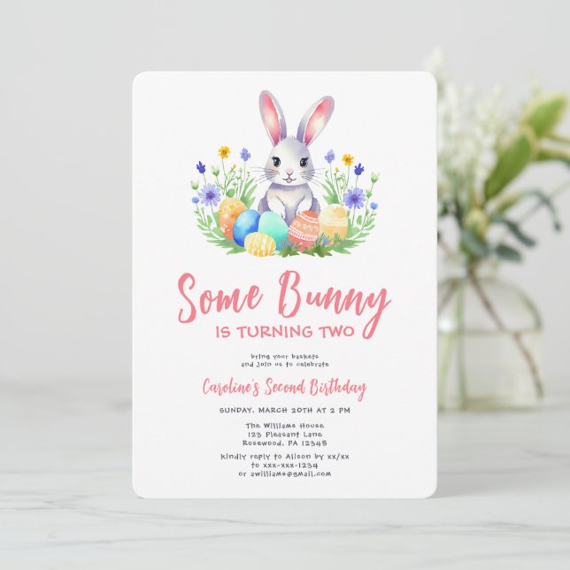 Vår Bunny Rabbit Påsk andra födelsedag Inbjudningar (Stående Fram)