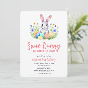 Vår Bunny Rabbit Påsk Första födelsedag Inbjudningar