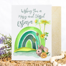 Vår Bunny Rainbow Ostara Blommigt Pagan