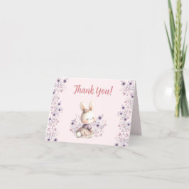 Vår Bunny Rosa Girl Baby Shower Tack för ditt kort