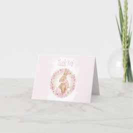 Vår Bunny Rosa Girl Baby Shower Tack för ditt kort