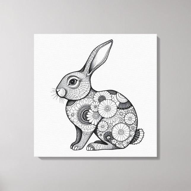 vår bunny sketch canvastryck (Framsida)