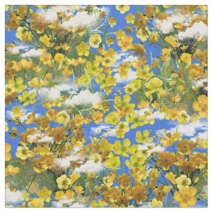 Vår Butercup-blommor i molnen Tyg